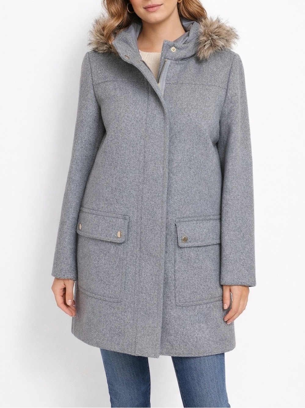J. Crew Vail Parka Coat Grey Size 8